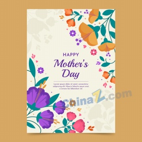 母亲节花卉海报矢量模板